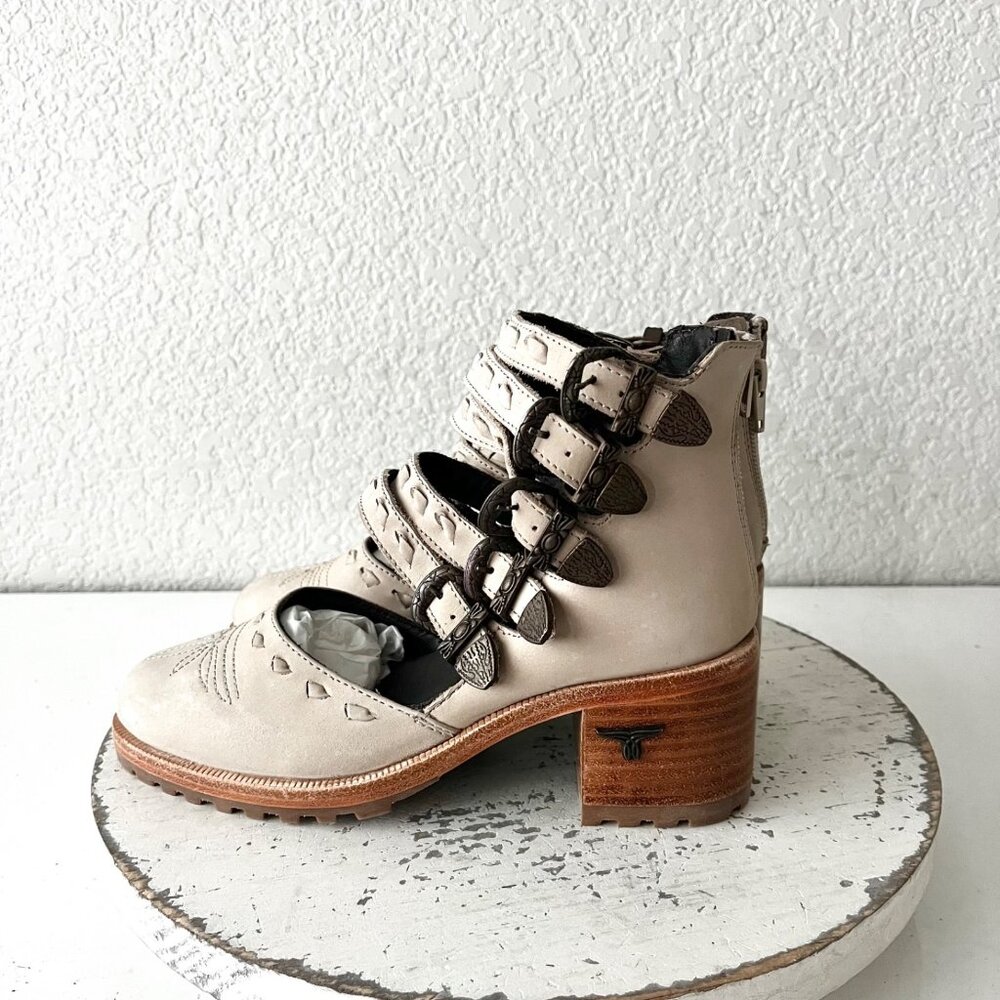 Lane Boots WESTANGO  Western Heels Tan Sandals Cowgirl Leather Buckle 6 NEW - Picture 5 of 10